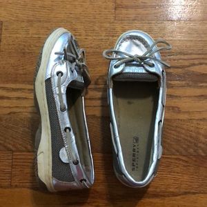 Silver Sperry boat shoes